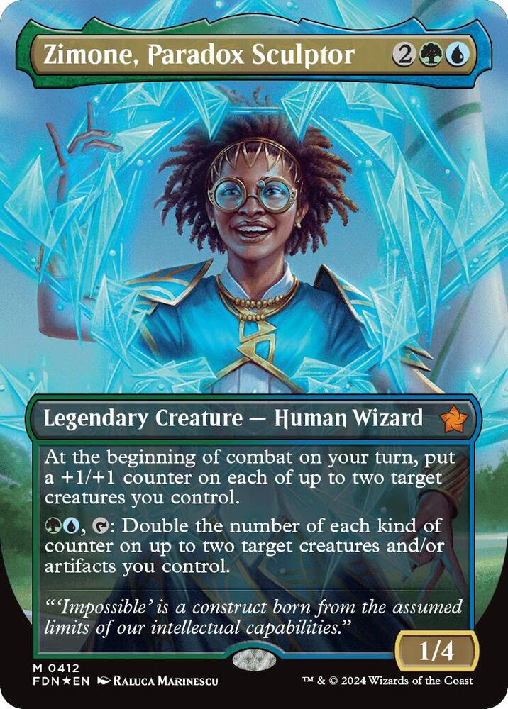 Zimone, Paradox Sculptor (Borderless) (Mana Foil) [Foundations]
